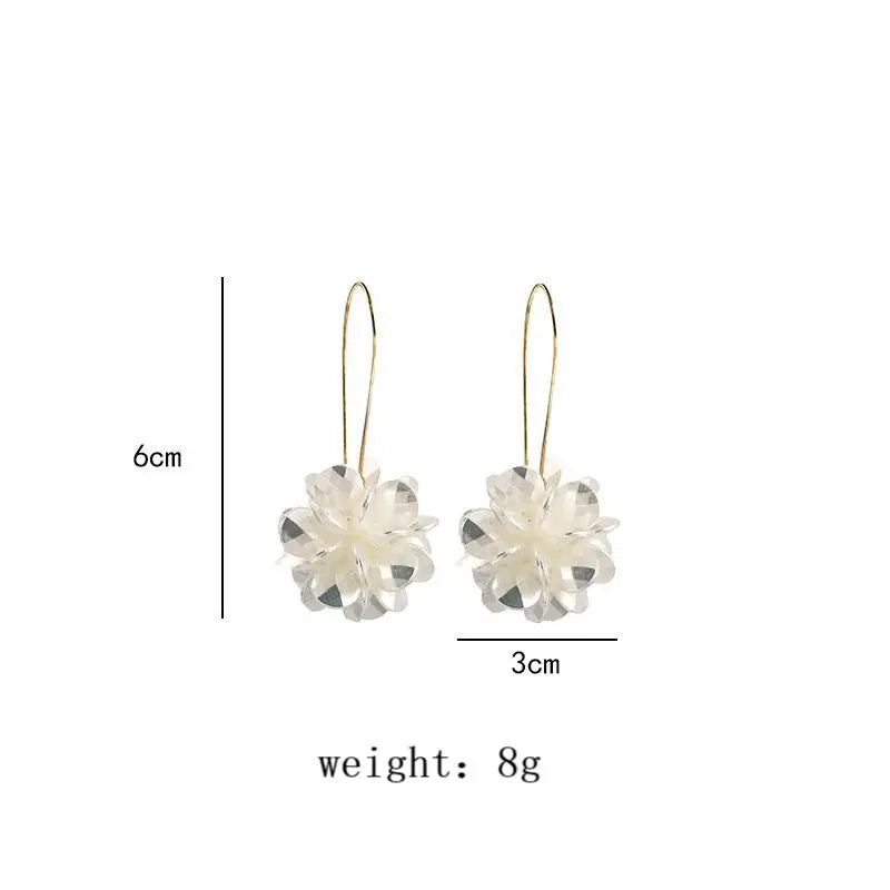 Exaggerated White Flower Drop Earrings Elegant Imitation Pearl Dangle Earrings Party Wedding Jewellery Gift For Women K-