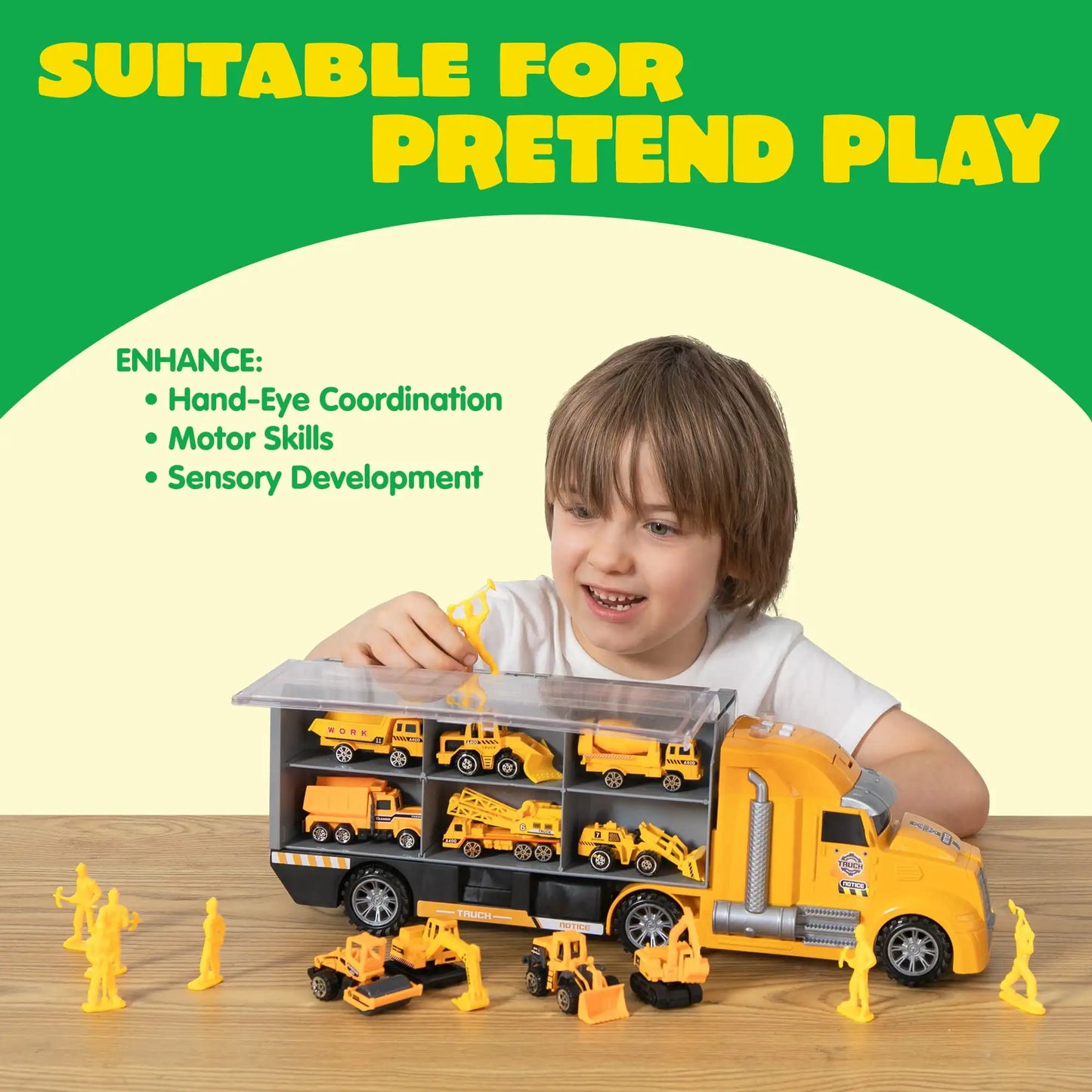 Joyfy 25 in 1 Die-cast Construction Big Truck Toys Car Transporter Storage Truck  for Kids Boys Girls Birthday
