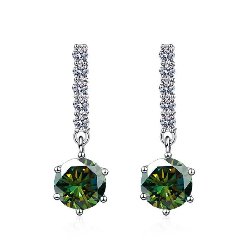 1CT*2 D VVS1 New Style Moissanite 925 Sterling Silver Dangle Earrings for Ladies Sparkling Wedding Jewelry Anniversary girl gift