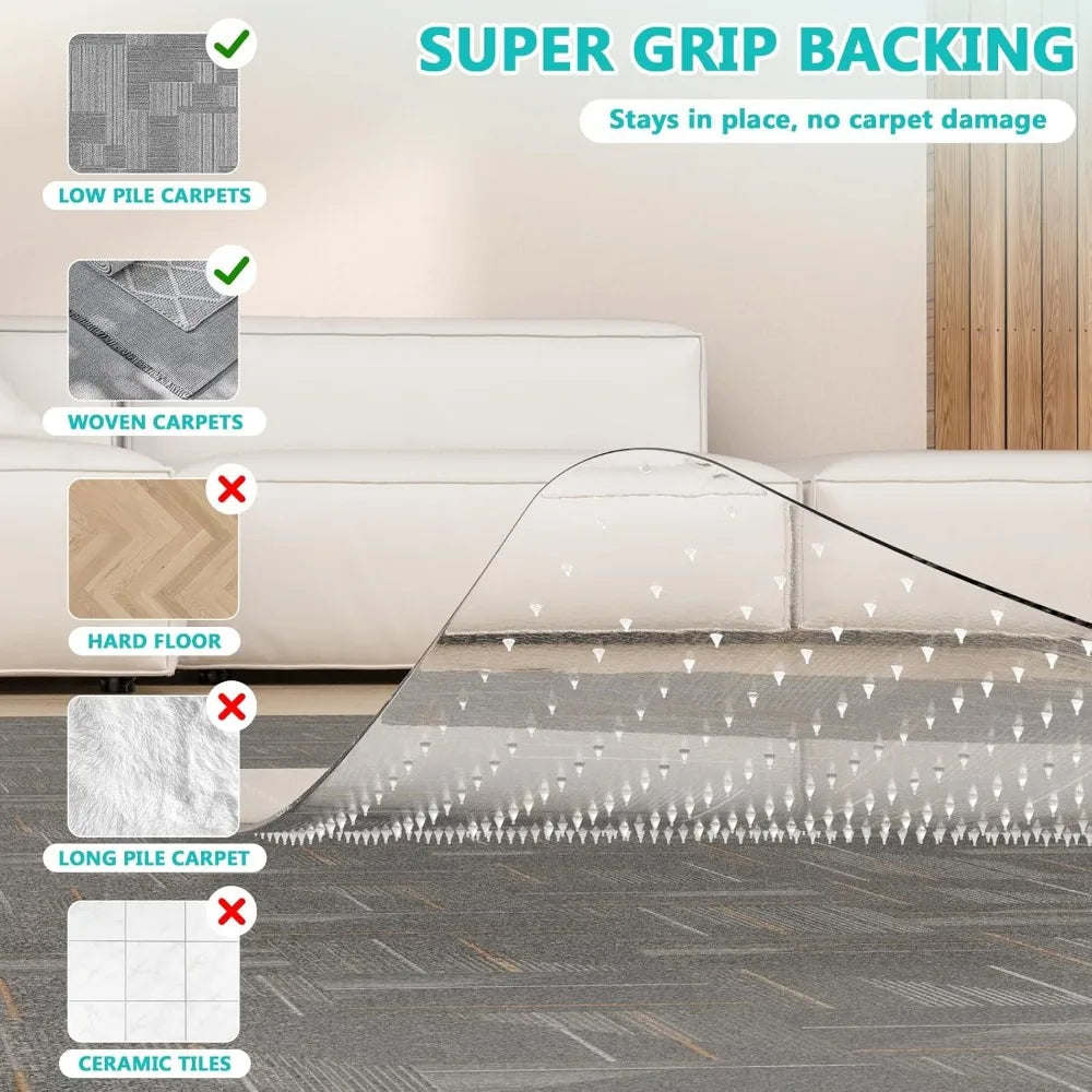 Heavy Duty Clear Chair Mat for Low Pile Carpeted Floors 36x48 with Lip Smooth Rolling Desk Protection