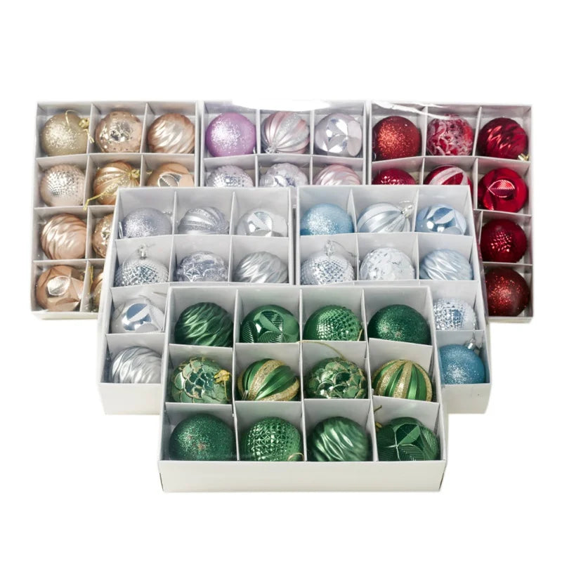 12pcs 6cm Assorted Christmas Ball Pendant Ball Ornament Set Seasonal Holiday Wedding Holiday Party Festival Decorations