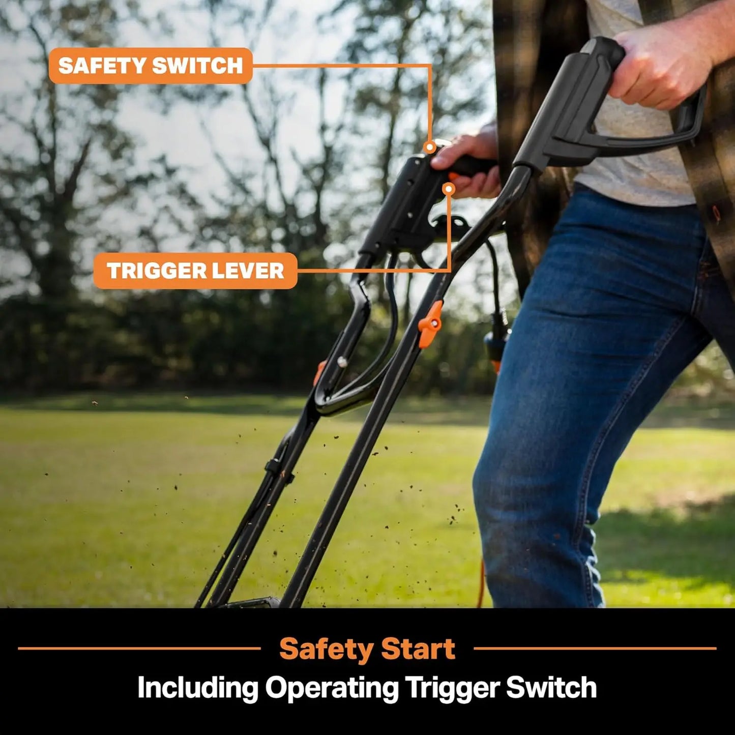 18 Inch Electric Tiller, 13.5 Amp 380 RPM, 6 Steel Tines, Foldable Handles