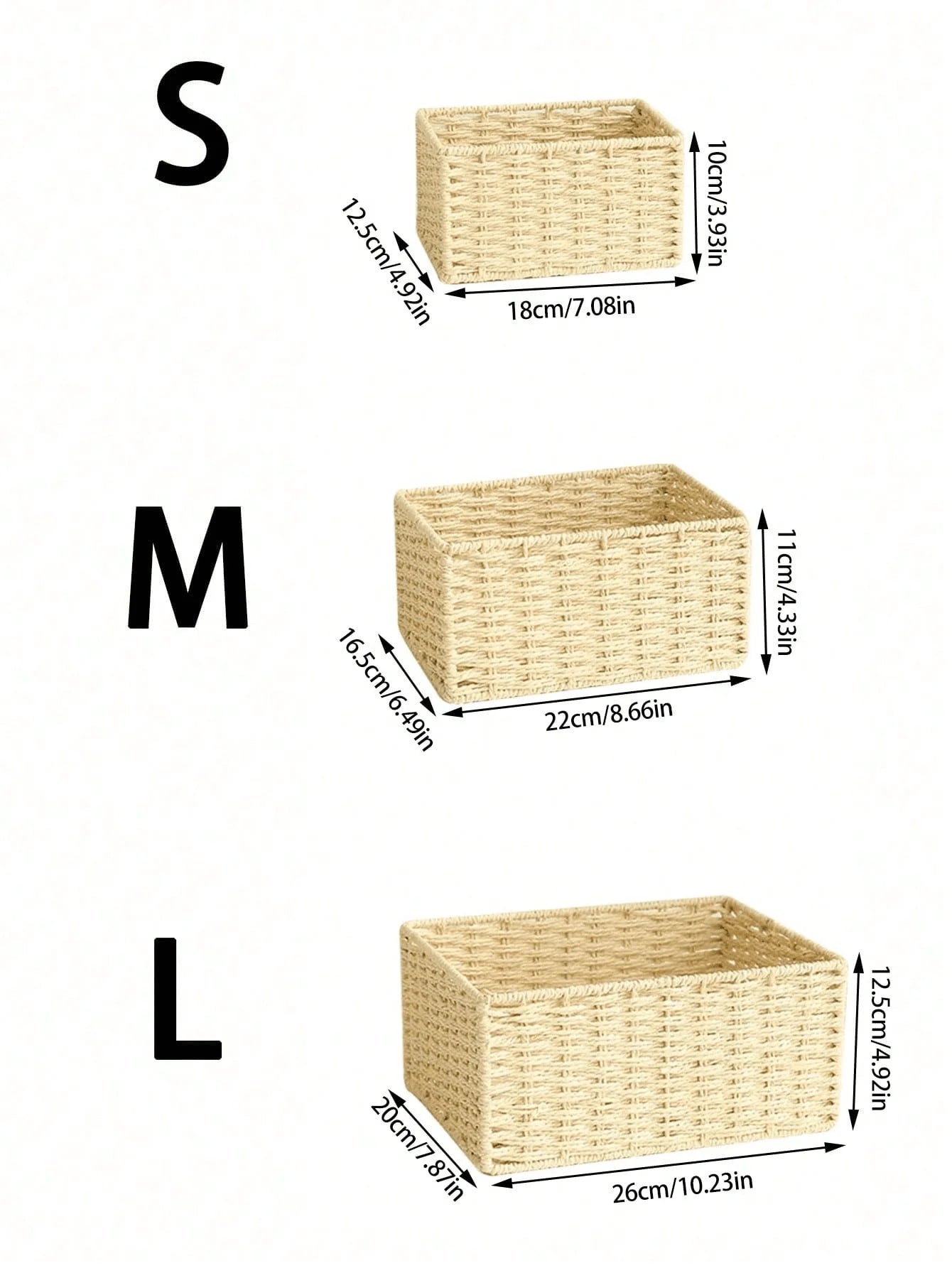 1pc/3pcs Desktop Storage Box, Handmade Rattan Woven Organizer Tray For Cosmetics, Keys, Snacks, Home Living Room, Bedroom, Study, Office, S/M/L Sizes Available,For Back To School