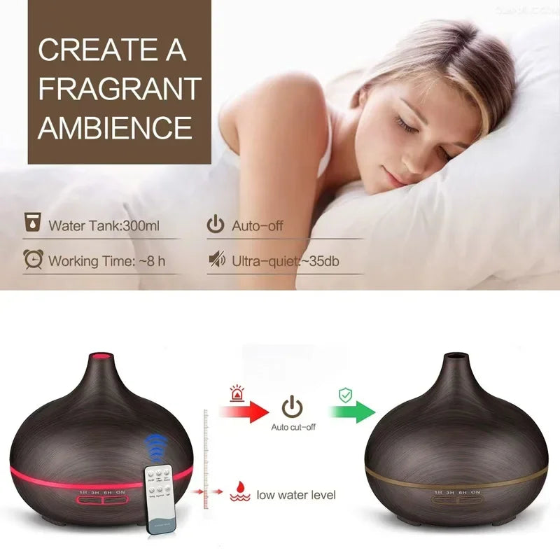 Diffuser For Home Remote control automatic fragrance machine wood grain humidifier aromatherapy essential oil diffuser 2025