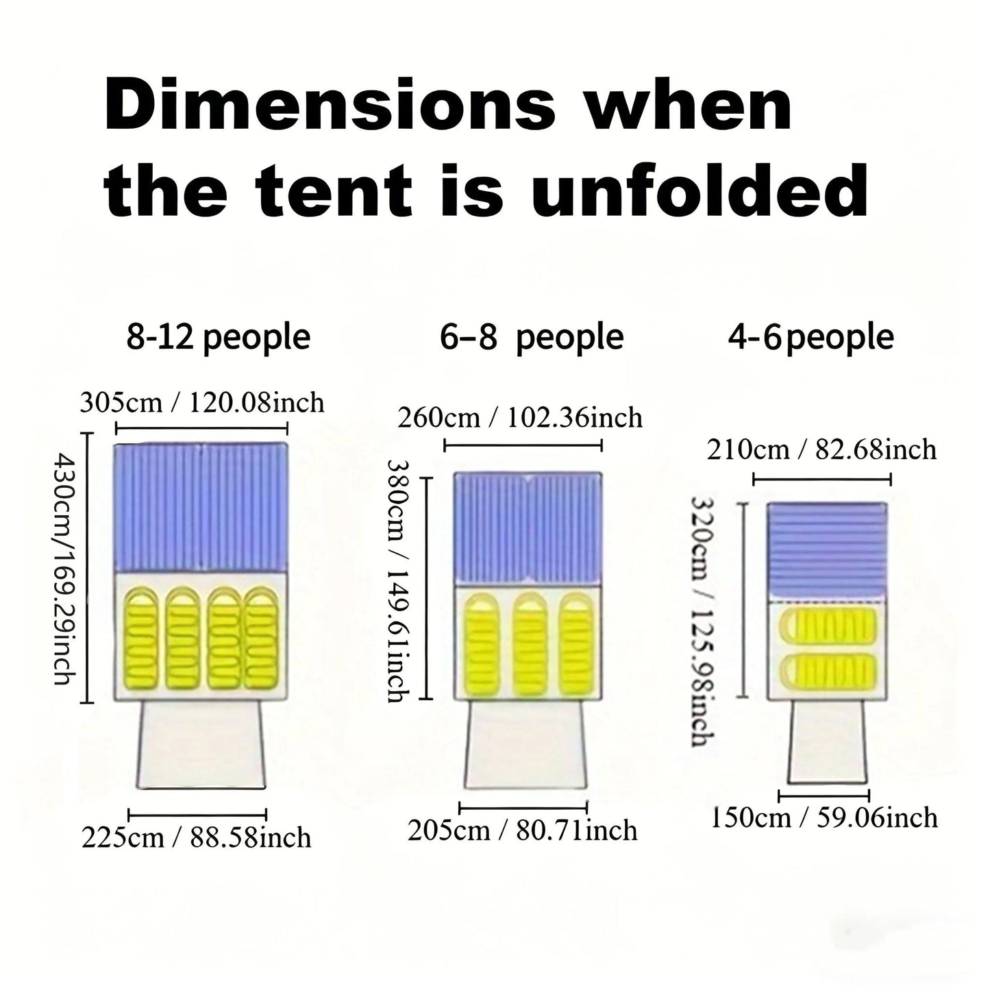 4/8/12-Person Outdoor Camping Tent with Extendable Canopy: Mosquito-proof, waterproof, and UV-resistant; well-ventilated and breathable to prevent stuffiness; quick to set up and easy to pack away; suitable for all seasons an