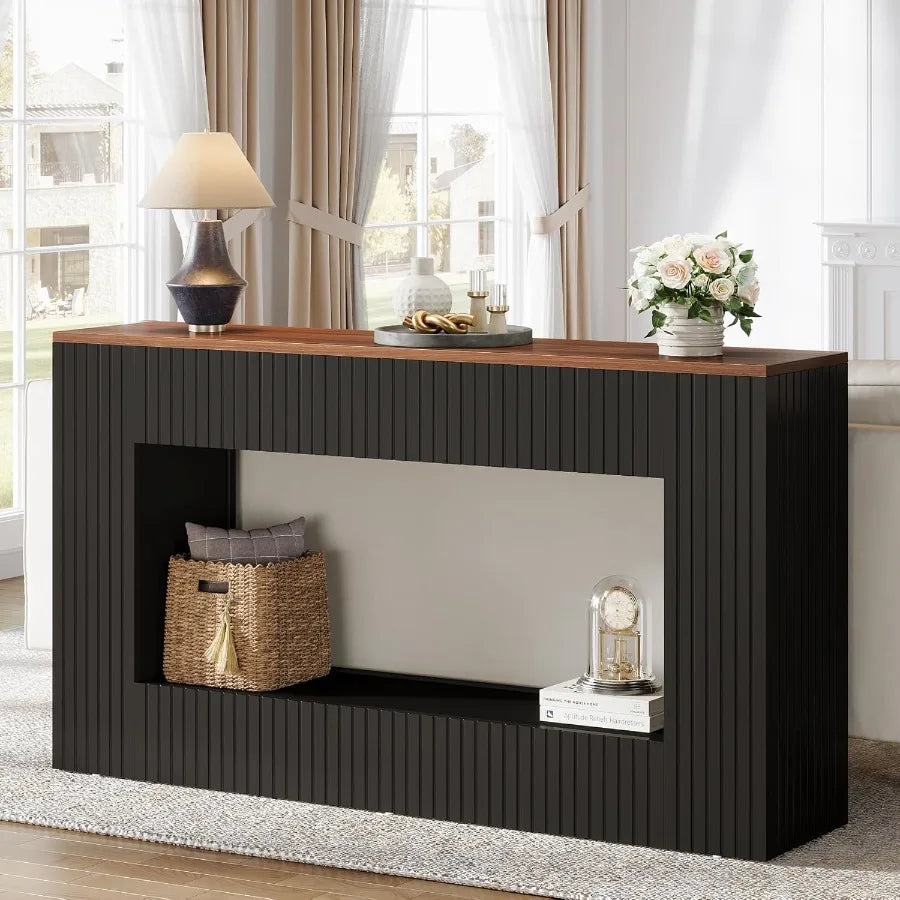 Modern Console Table 55Inch Wood Entryway Table with Storage rrow Long Sofa Table Behind Couch Table for Living Room Foyer Hall