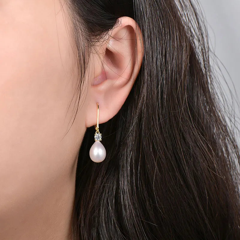 OXTAO 2026 New Pearl Stud Earrings 14K Gold Filled Vintage Style 8.5-9mm Natural Freshwater Pearl Earring For Women Jewelry Gift
