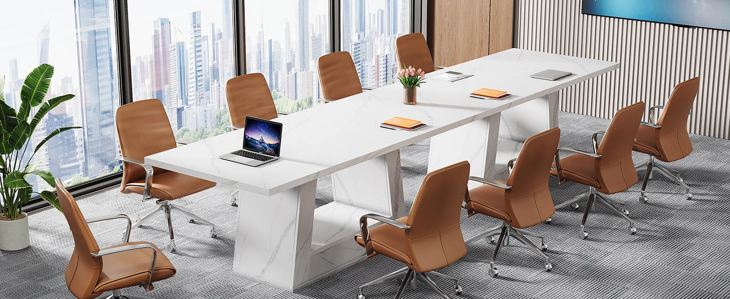 Modern Computer Desk, 63-Inch Large Office Desk , Simple Style Executive Desk, Faux Marble Writing Desk for Home Office