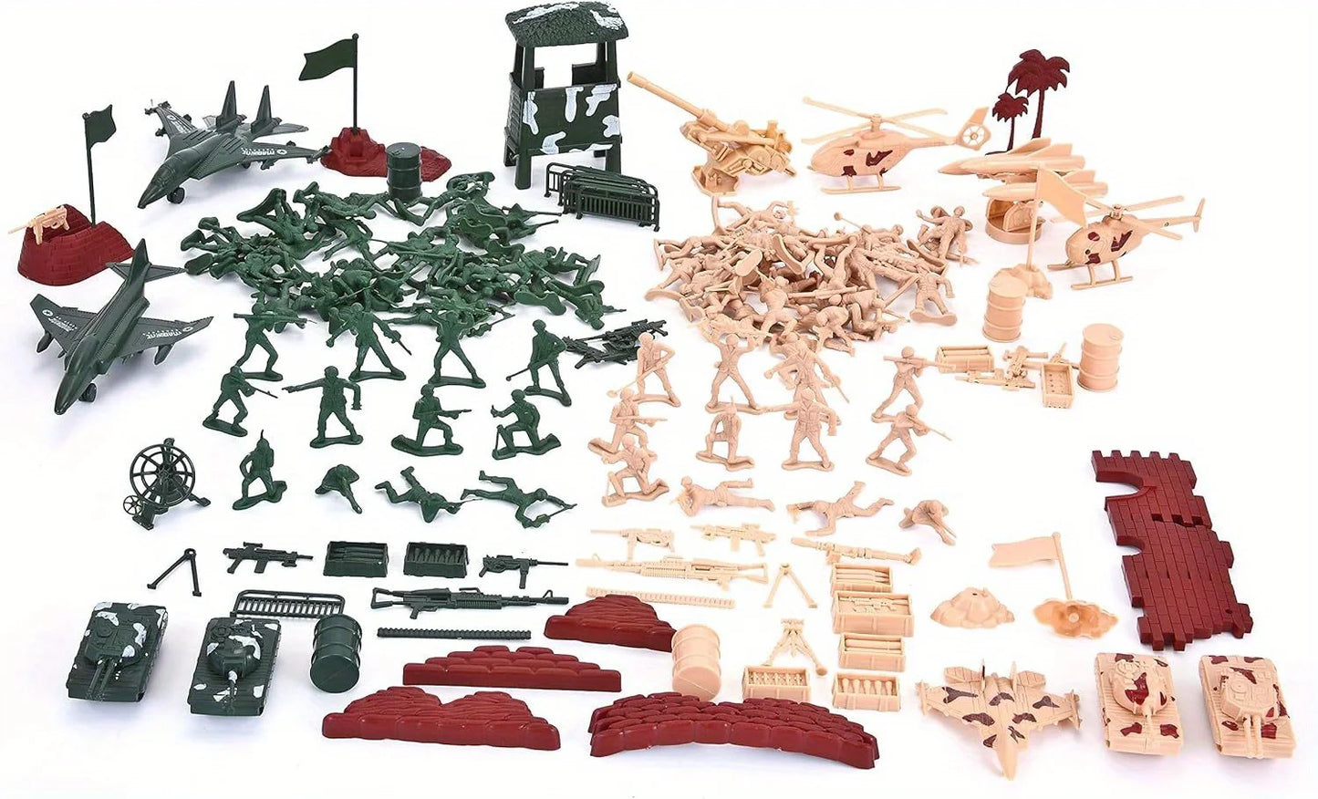 164 Piece Military Soldier Playset Army Men Play Bucket Army Action Figures Battle Group Deluxe Military Playset Aircrafts