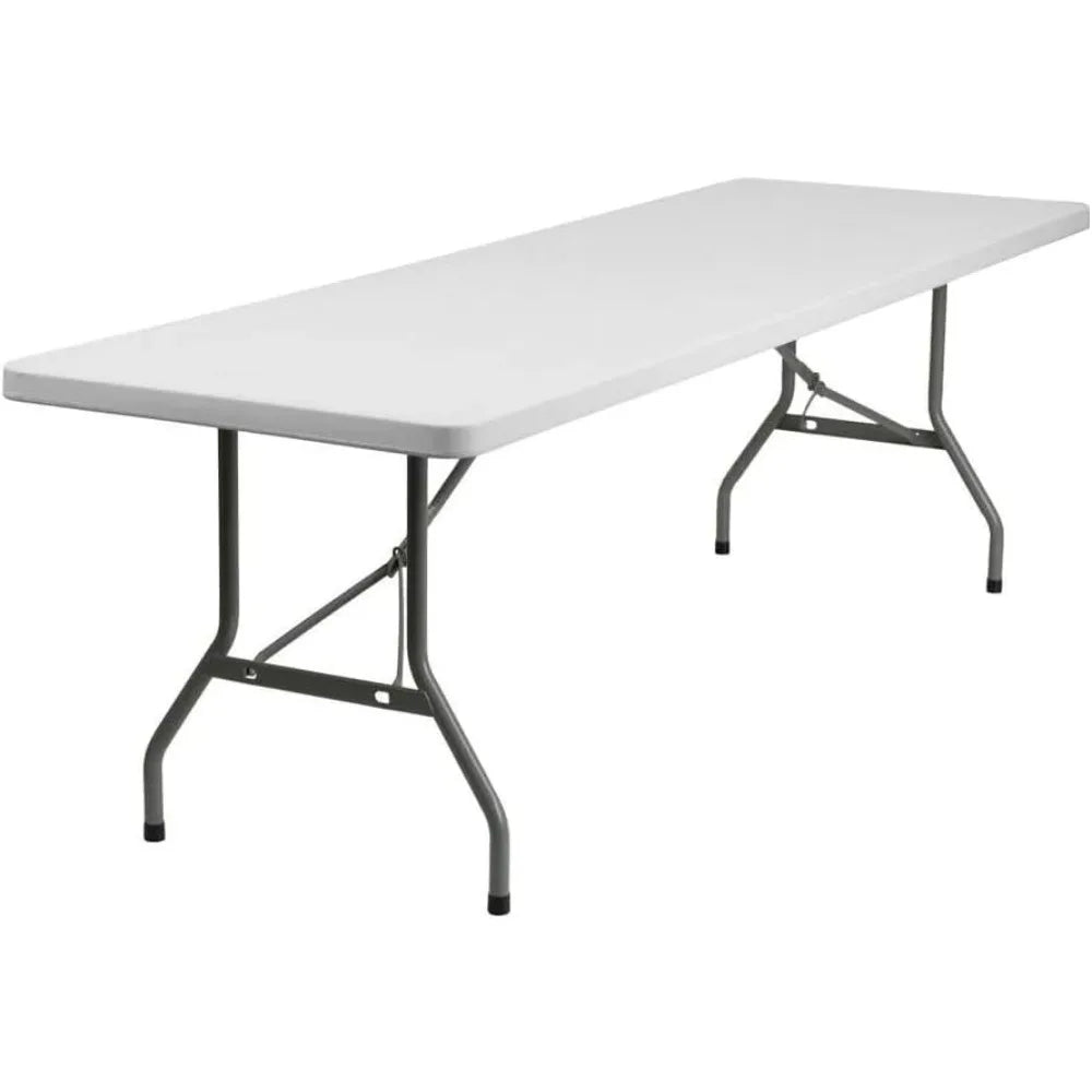 8ft Folding Table White Plastic Portable Long Foldable Tables Indoor Outdoor Party Picnic Camping Fold Table 8 Foot（4ft,6ft,8ft)