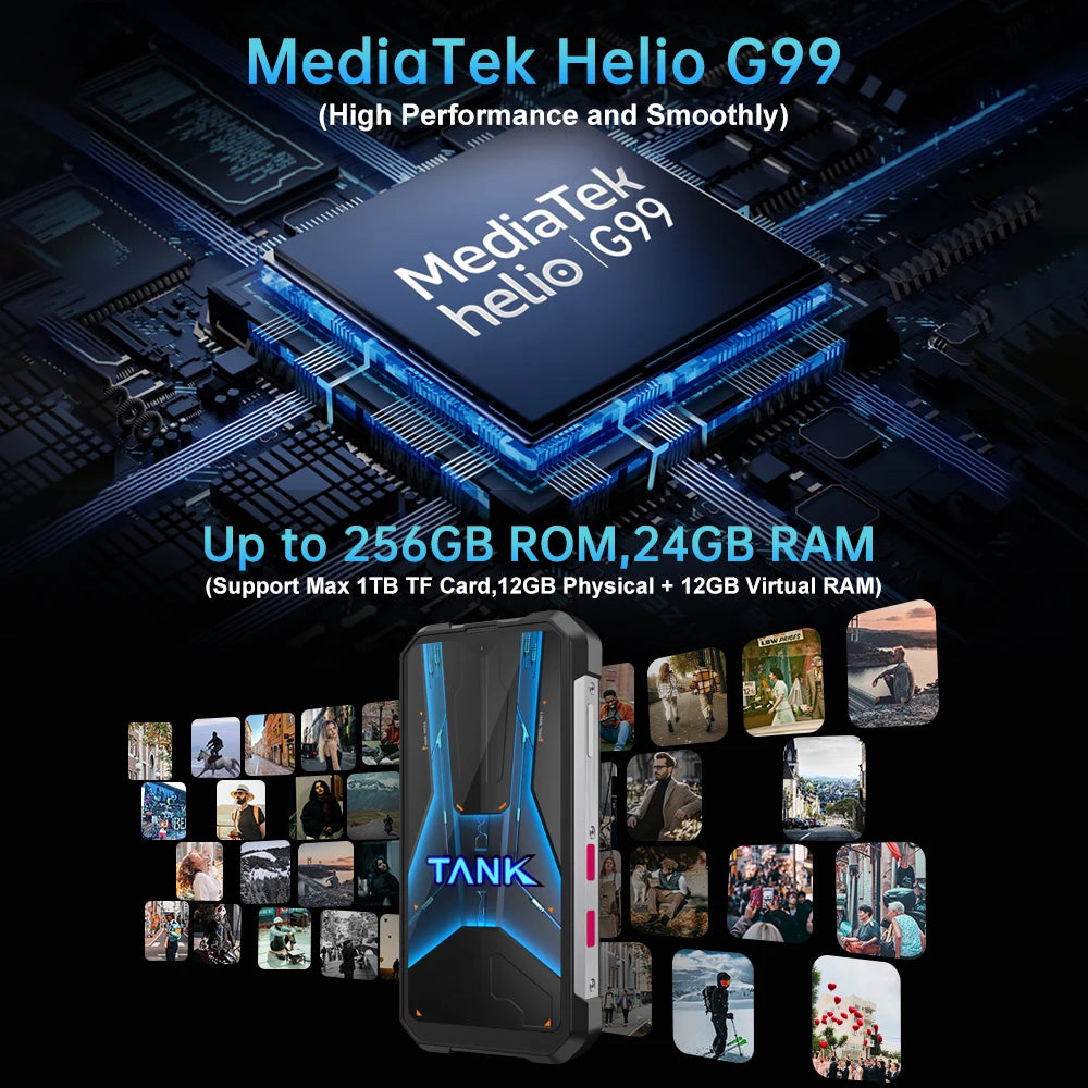 8849 Tank Mini Unihertz Rugged smartphones 4.3" Display Android 13 Helio G99 24GB 256GB 100MP Cameras 5800mAh NFC Waterproof