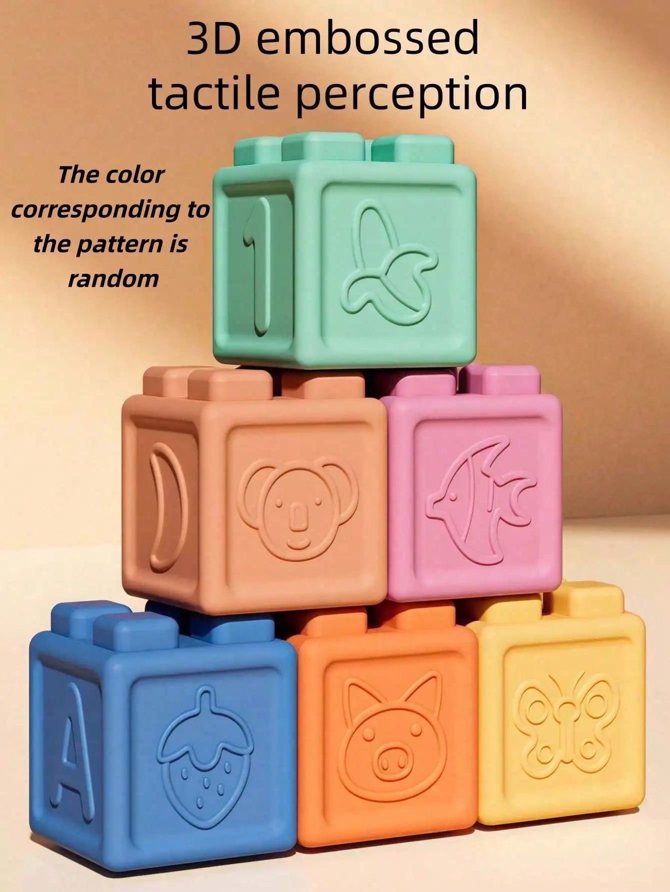 Baby Building Blocks,  8/16/24 Pcs Soft Educational Construction Toys - Numbers, Shapes, Colors, Animals - Random Colors, Infant Toys, Montessori Toys, Bath Toys, Baby Essentials, Teethers, Sensory Chew Toys, Silicone Toys