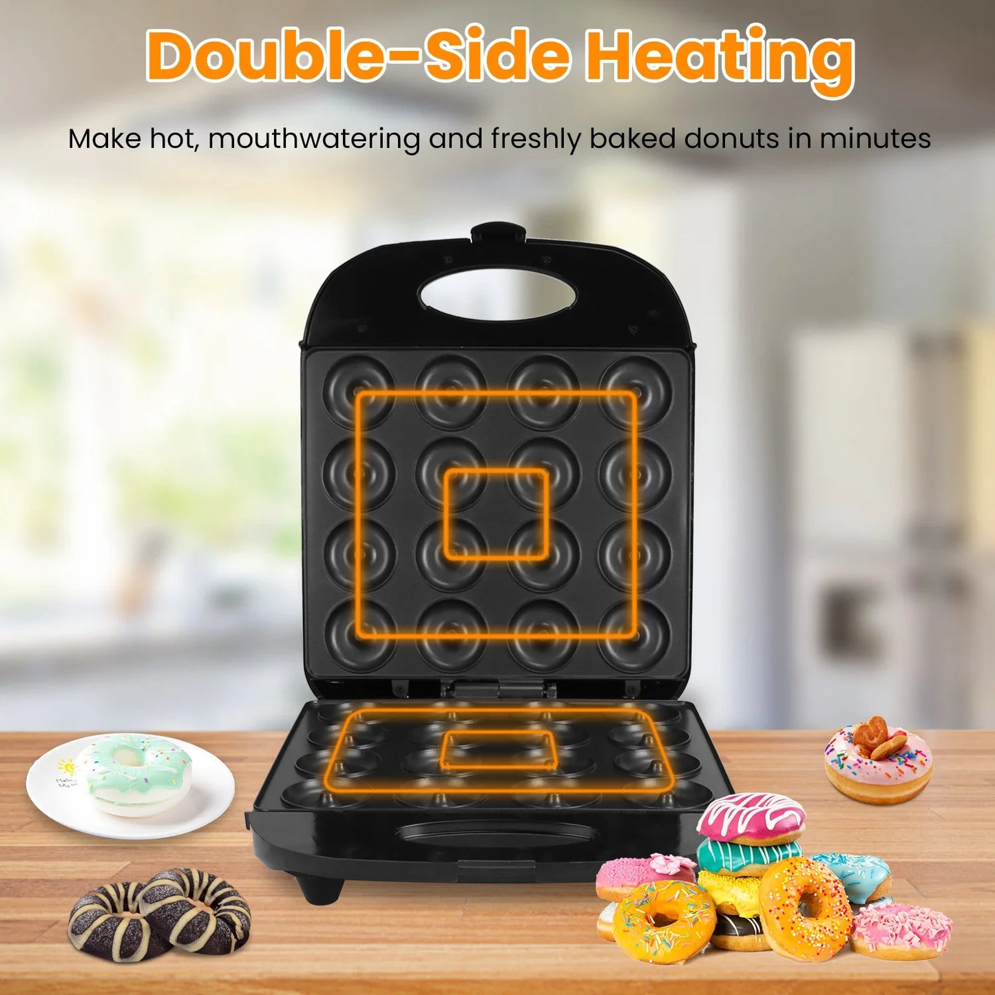 1400W Electric Mini Donut Maker 16 Doughnuts Holes Non Stick Baking Machine Breakfast Dessert Snack Baker Appliance - US Local Delivery