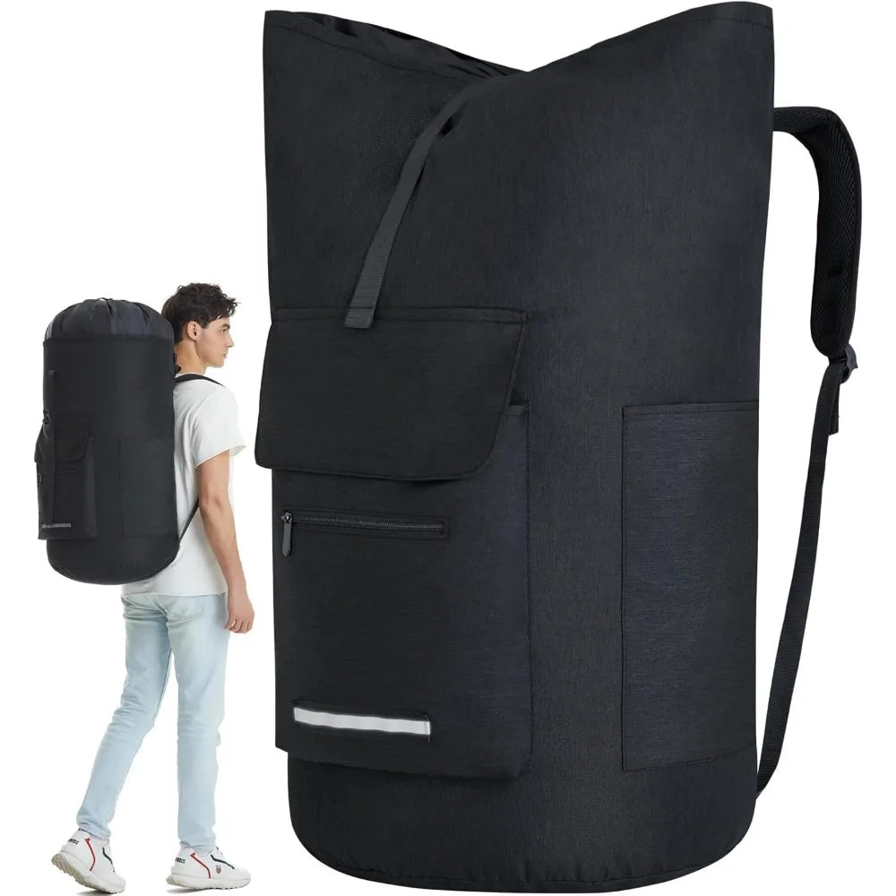 Extra Large 115L Heavy Duty Laundry Backpack with Straps and 4 Pockets for College Dorm