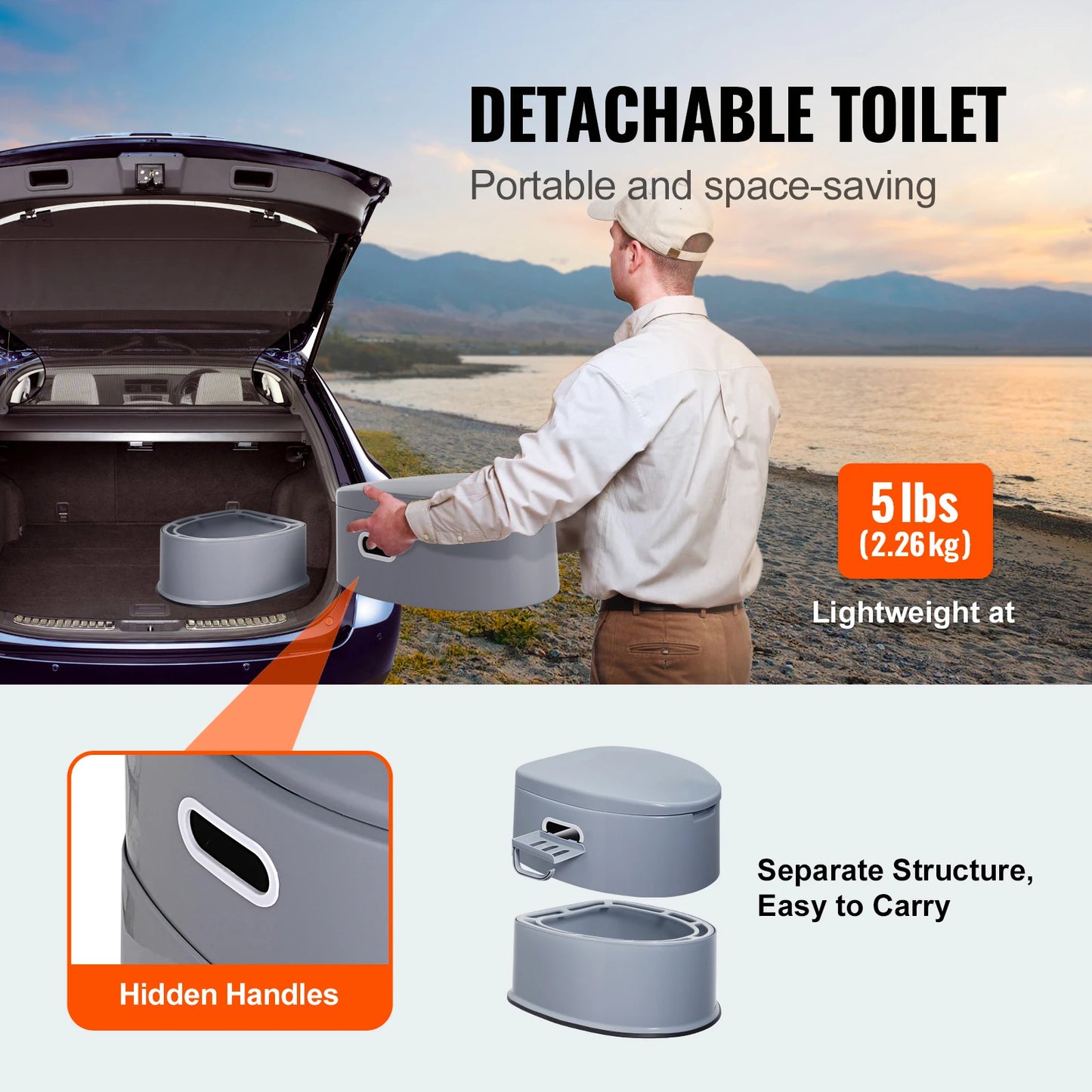 SucceBuy Portable Toilet for Camping Porta Potty with 1.3G Detachable Inner Bucket TravelToilet for OutdoorCamping LongRoad Trip