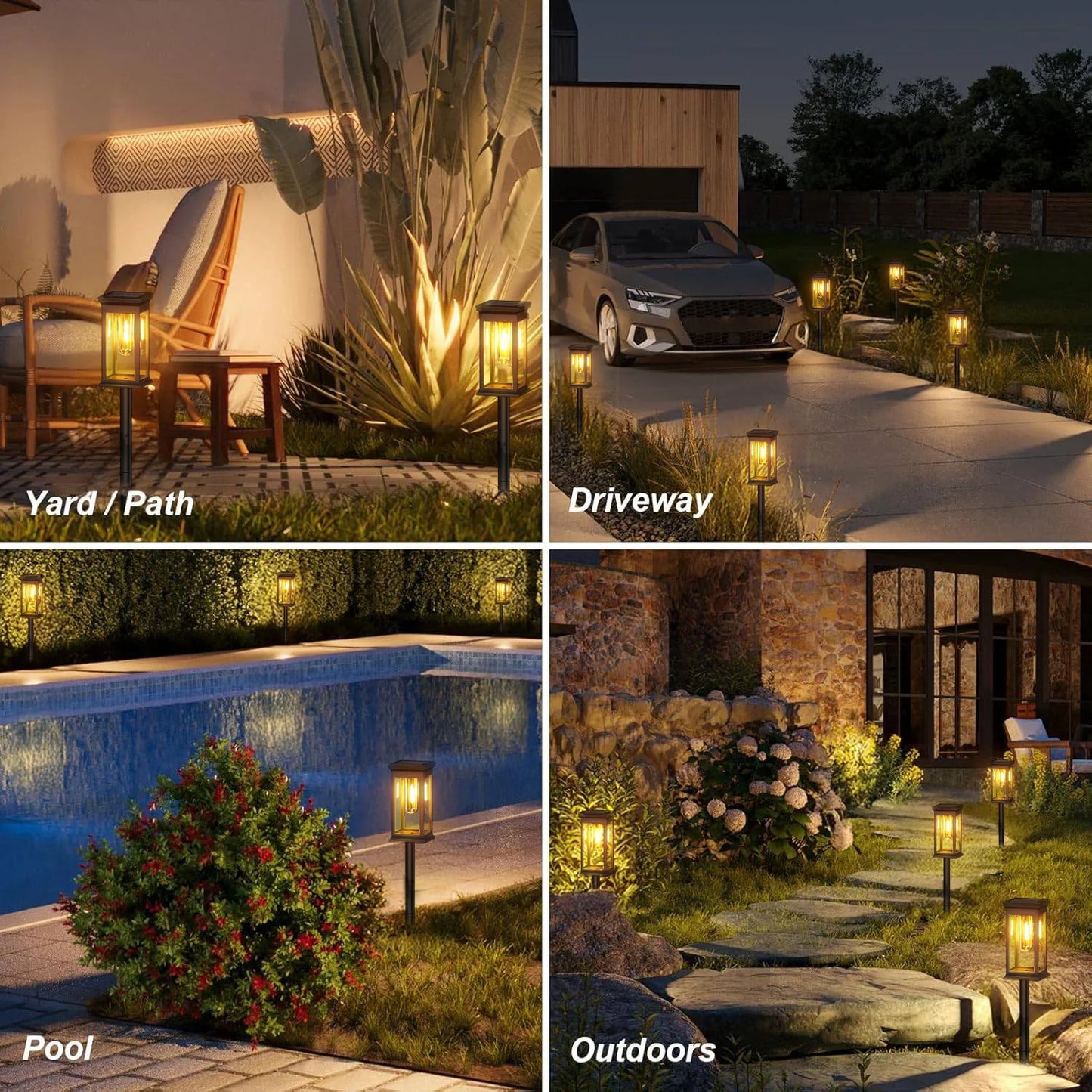 6/12 Pack [Upgraded] Solar Lights, 2700K Warm White, Super Bright 12Hrs, for Yard/Garden Walkway