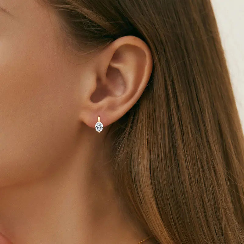 OXTAO 2ct Moissanite Solitaire Stud Earrings Certified 925 Sterling Silver Drop Hoop Earrings Spakling D Color Female Jewelry