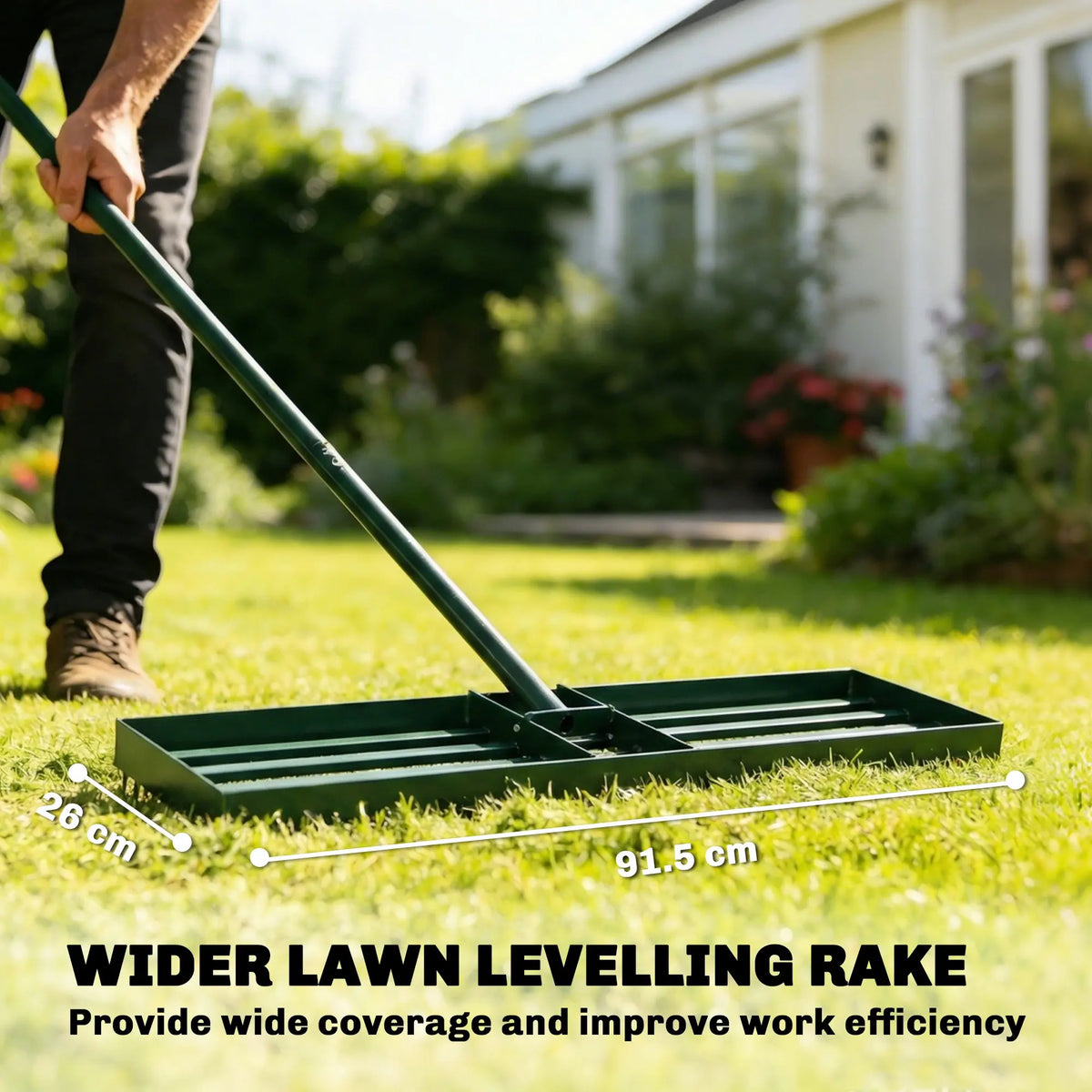 36" x 10" Lawn Leveling Rake with 66.5" Handle