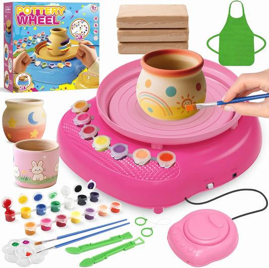 Hotfree Pottery Wheel for Kids with Clay Kit - Arts and Crafts for Kids Ages 6-8 8-12, Complete Pottery Kit with Air Dry Clay and Painting Tools, Easter Christmas Birthday Gift for Boys Girls