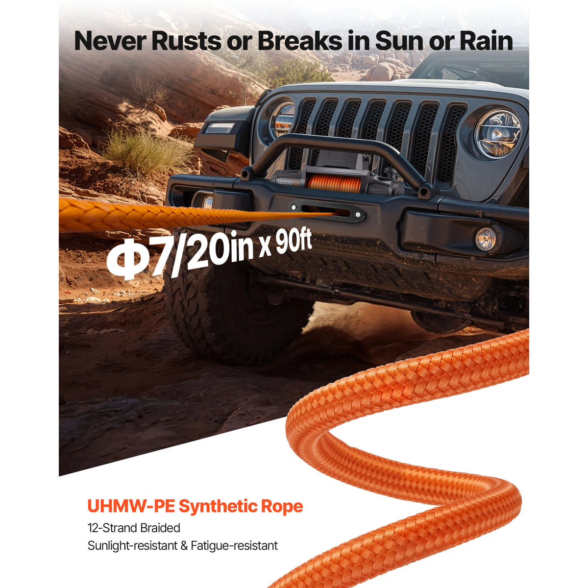 SucceBuy 10000 12000 13500 Lb 12V Electric Winch With 90 Ft Synthetic Rope