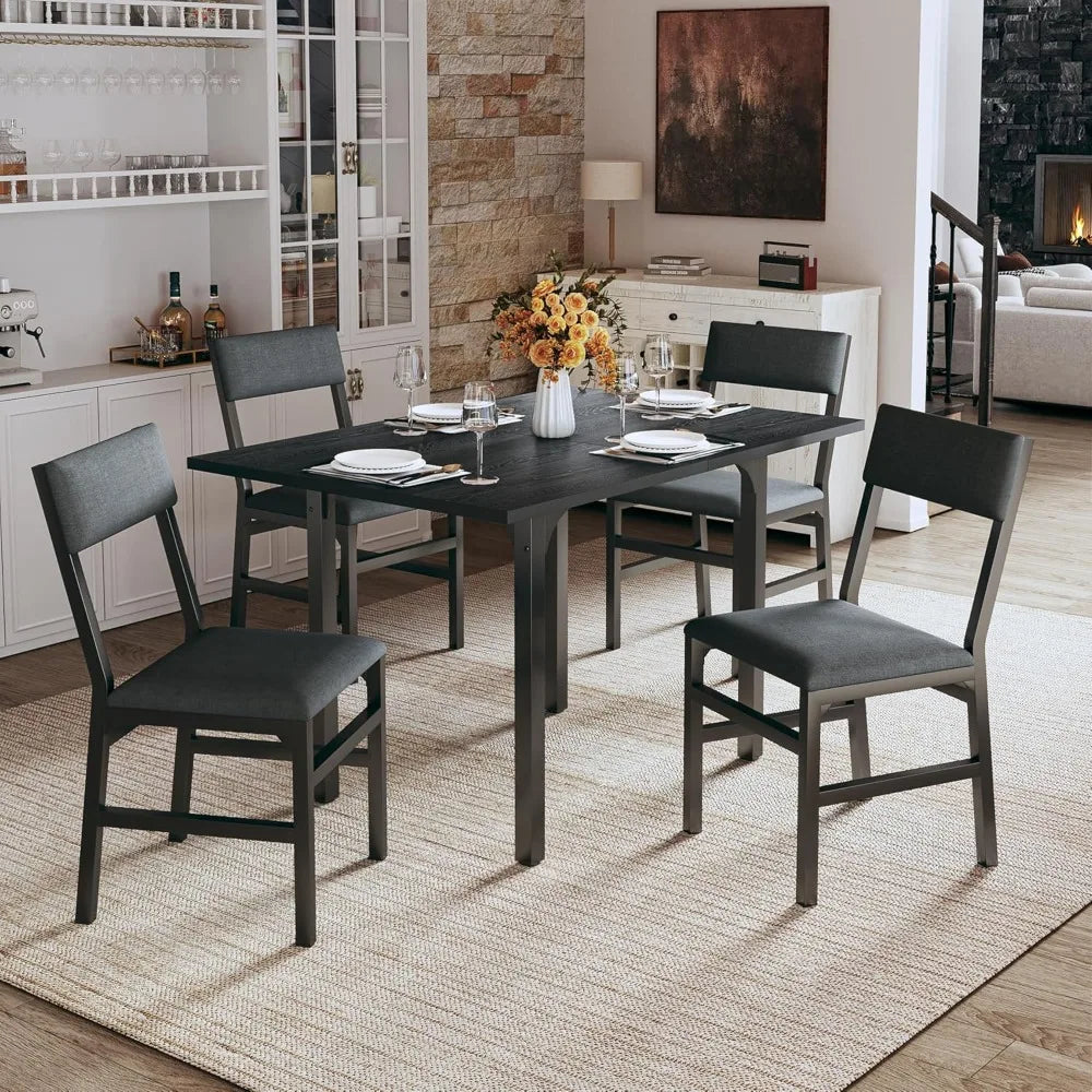 4-person Dining Table Set, Expandable Kitchen Dining Table Cushion Chair Set
