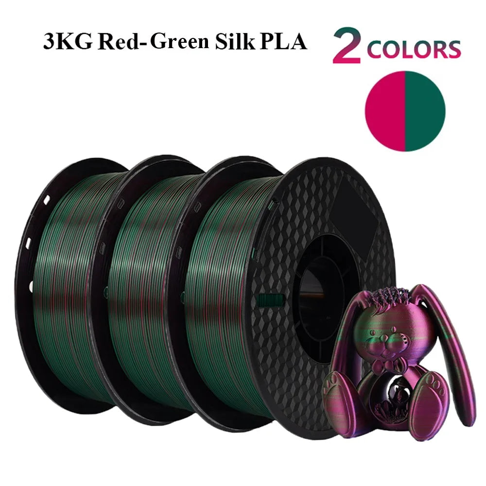 Multicolor Filament Bicolor Silk PLA 2Color for 3D Printing Plastic 3D Printer Materials 1.75mm Spool No Bubble High quailty