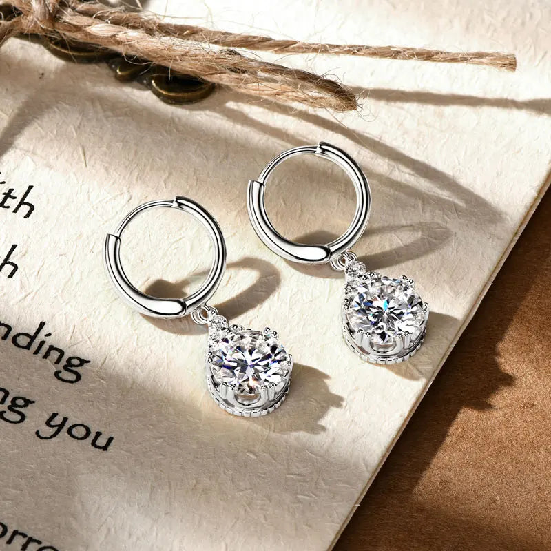 OXTAO Moissanite Big Dangle Hoop Earring 6.5mm/8mm D Color VVS1 for Women 925 Sterling Silver Huggie Earring Luxury Jewelry Gift