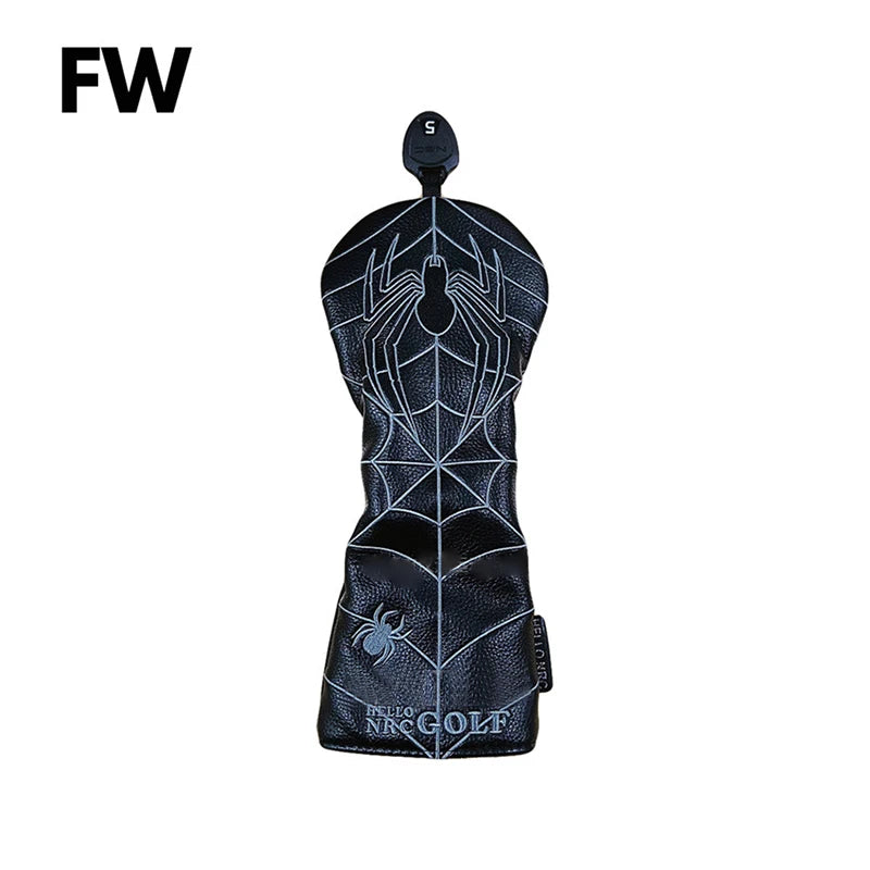 Spider Golf Head Covers PU Leather for Driver Fairway Wood Golf Clubs Durable Water-Resistant Protective Covers Stylish Design for Golf Course Use Golfer Games and Perfect Golf Gift Accessories