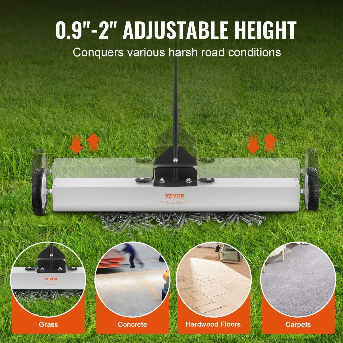 55 Lbs Rolling Magnetic Sweeper with 24 Inch Magnet and Telescoping Handle for Workshop Garage Yard Metal Debris Cleanup