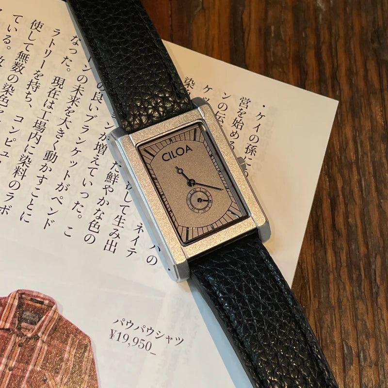 CILOA black square watch for men, brand authentic 2025 trendy fashion high quality waterproof quartz watch for boyfriend gift