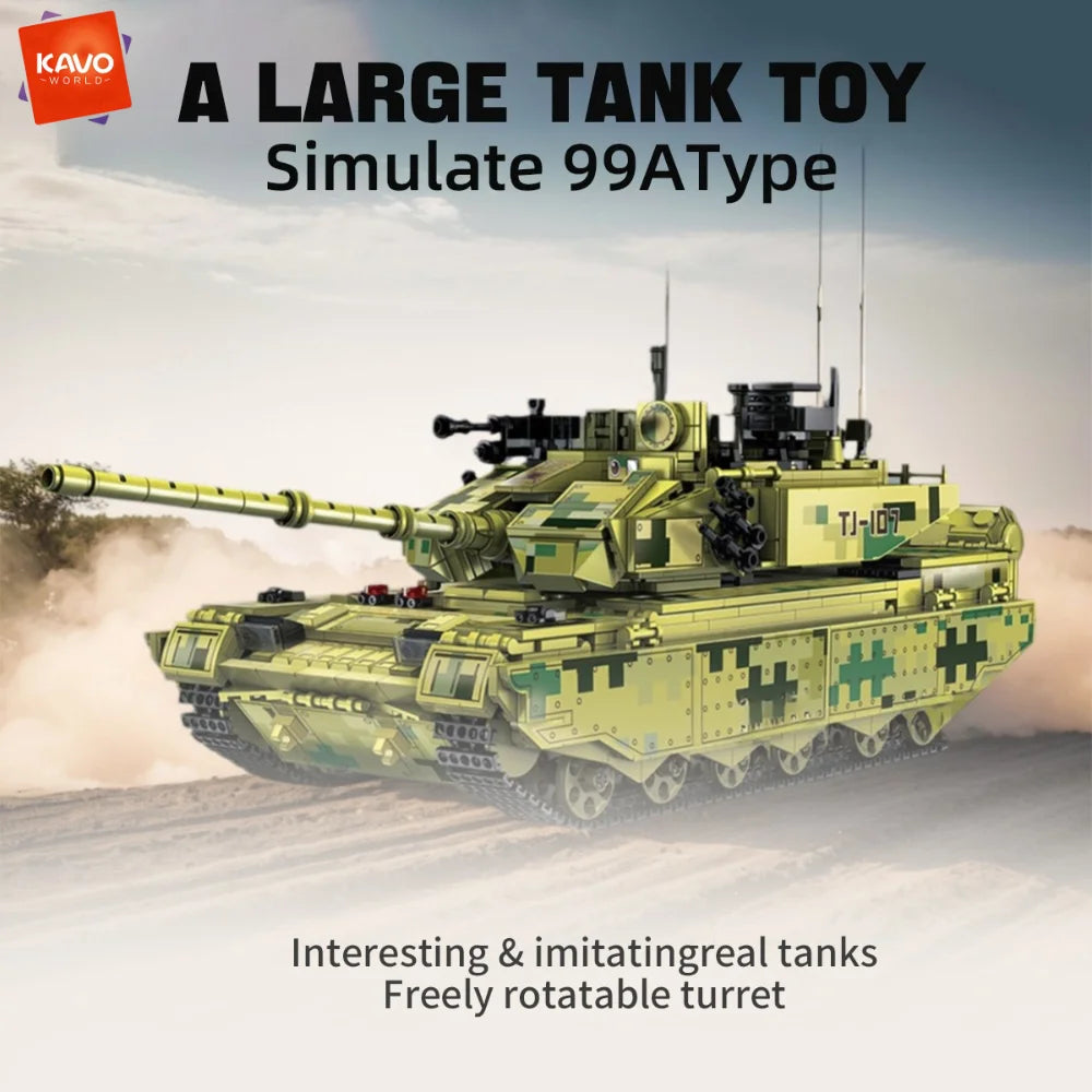 KAVOWORLD 2042pcs Simulated Main Battle Tank Building Block Military Army Car Truck Bricks Toy City Construction Bricks Kidd Gif