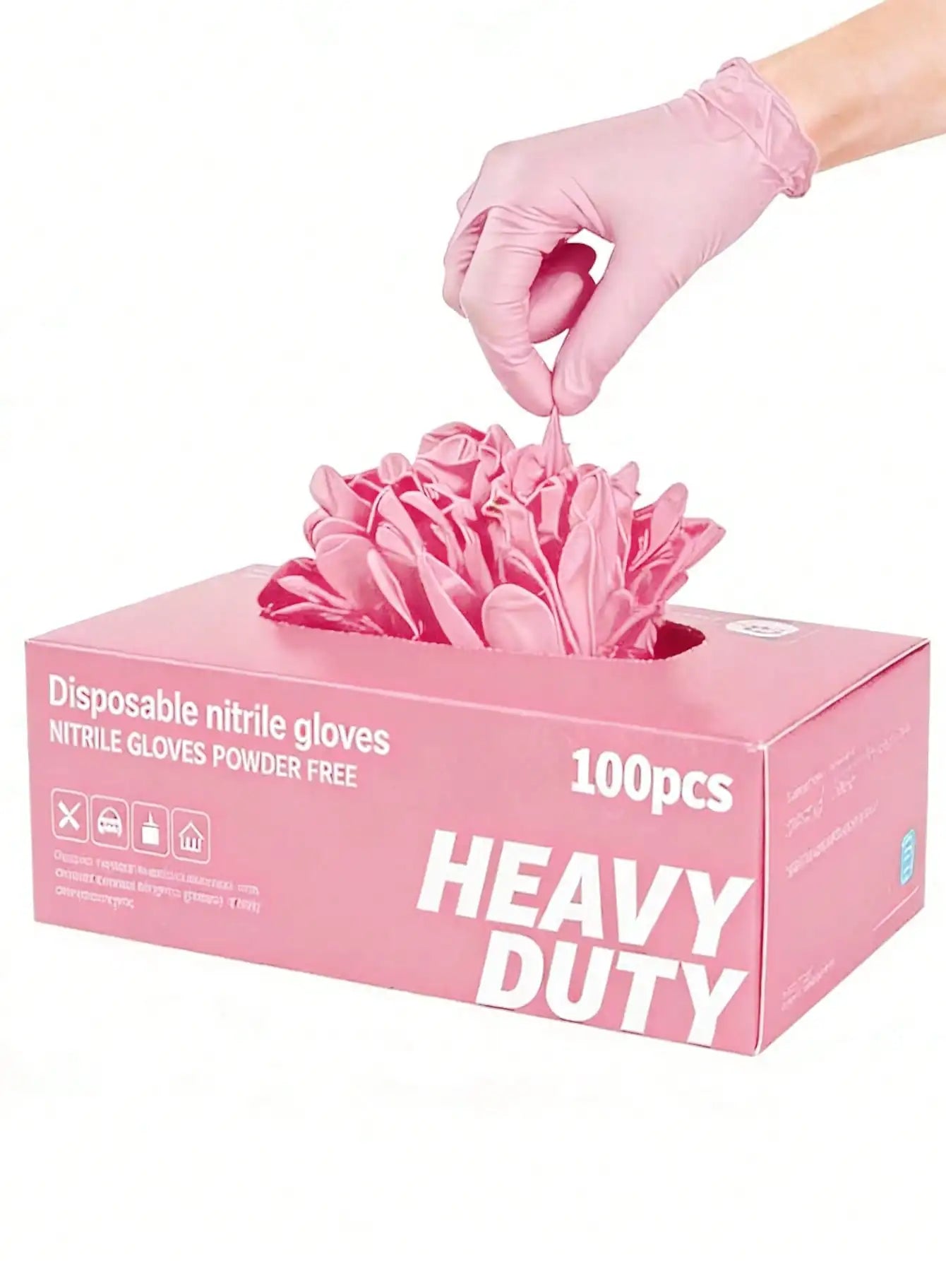 100pcs/Pack Disposable Nitrile Gloves, Available In Pink, White, Black, Blue, Latex-Free, Waterproof Cleaning Gloves, Suitable For Household, Kitchen, BBQ Cleaning, Hair Dyeing, Manufacturing And Other Home Tools, Kitchen, Ba