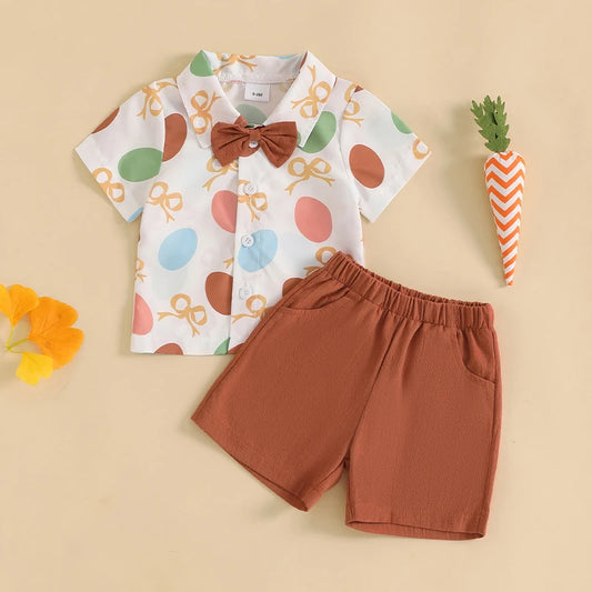 Toddler Boy Spring Outfit Sleeveless Bunny Carrot Print Tank Top with Drawstring Waist Shorts Set for Summer Fun