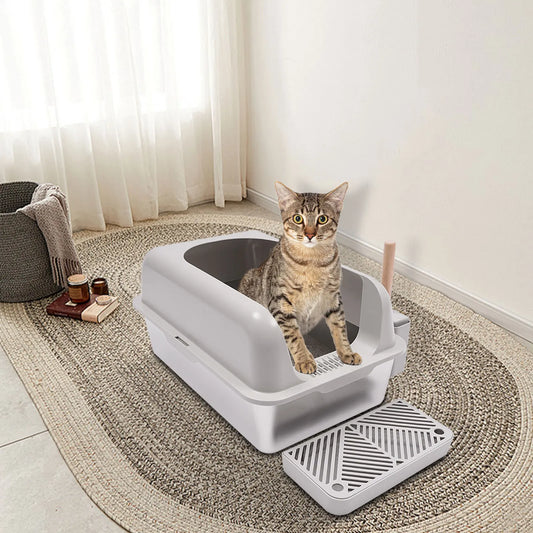 Stainless Steel Cat Litter Box 360° Protection With Practical Handles For Cats Weighing Less Than 22.05 Pounds