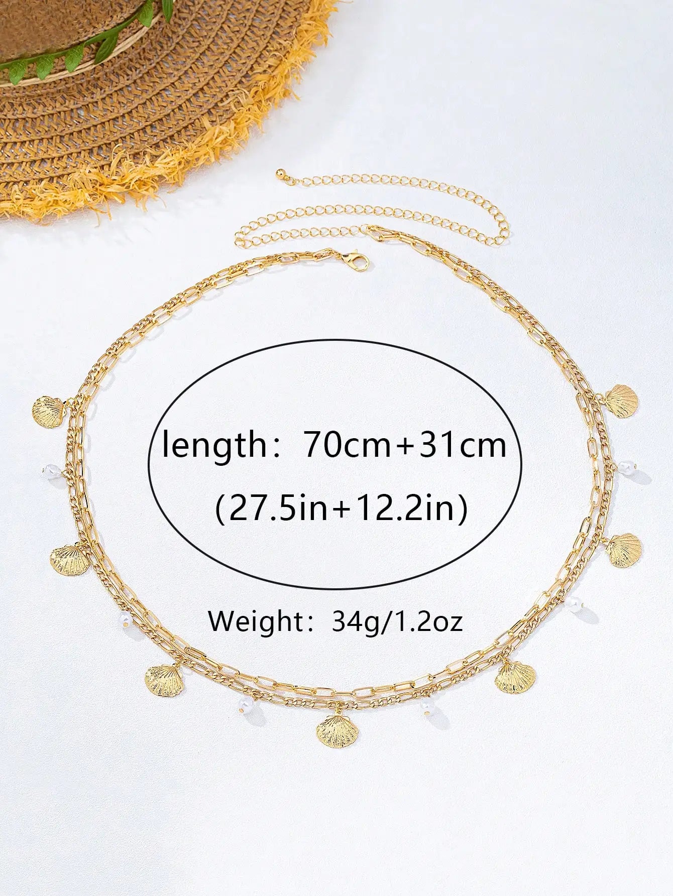 2pcs Bohemian Style Ocean Series Shell & Starfish Beaded Waist Chain For Women