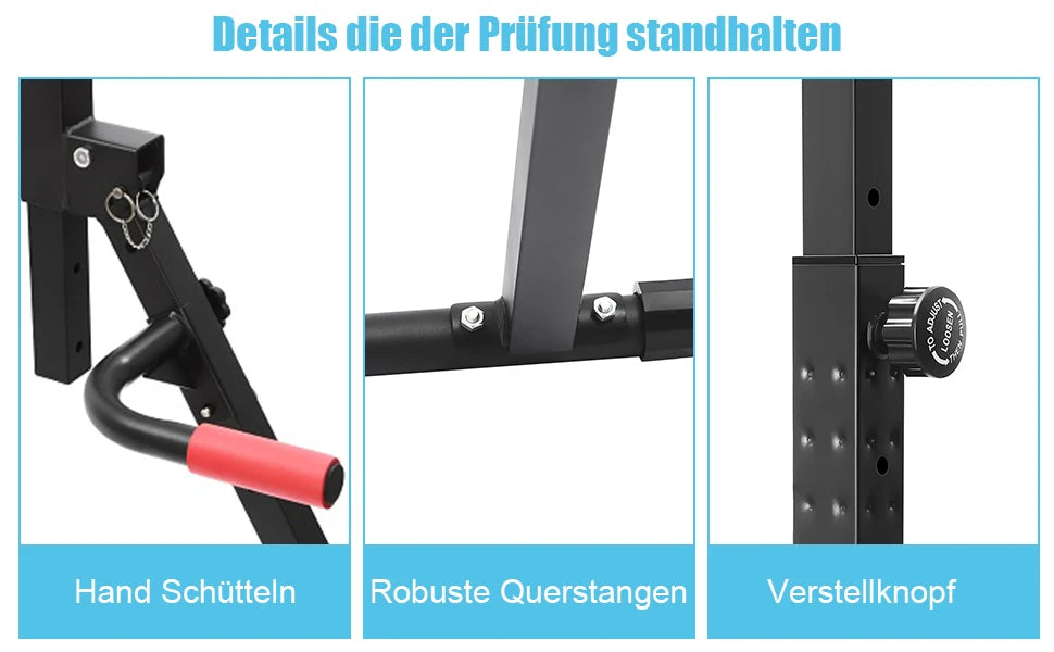 NEW Foldable Power Tower Dip Station, Height Adjustable,175cm-230 cm, Triangular Pull Up Station, 200kg, Multifunctional Fitness