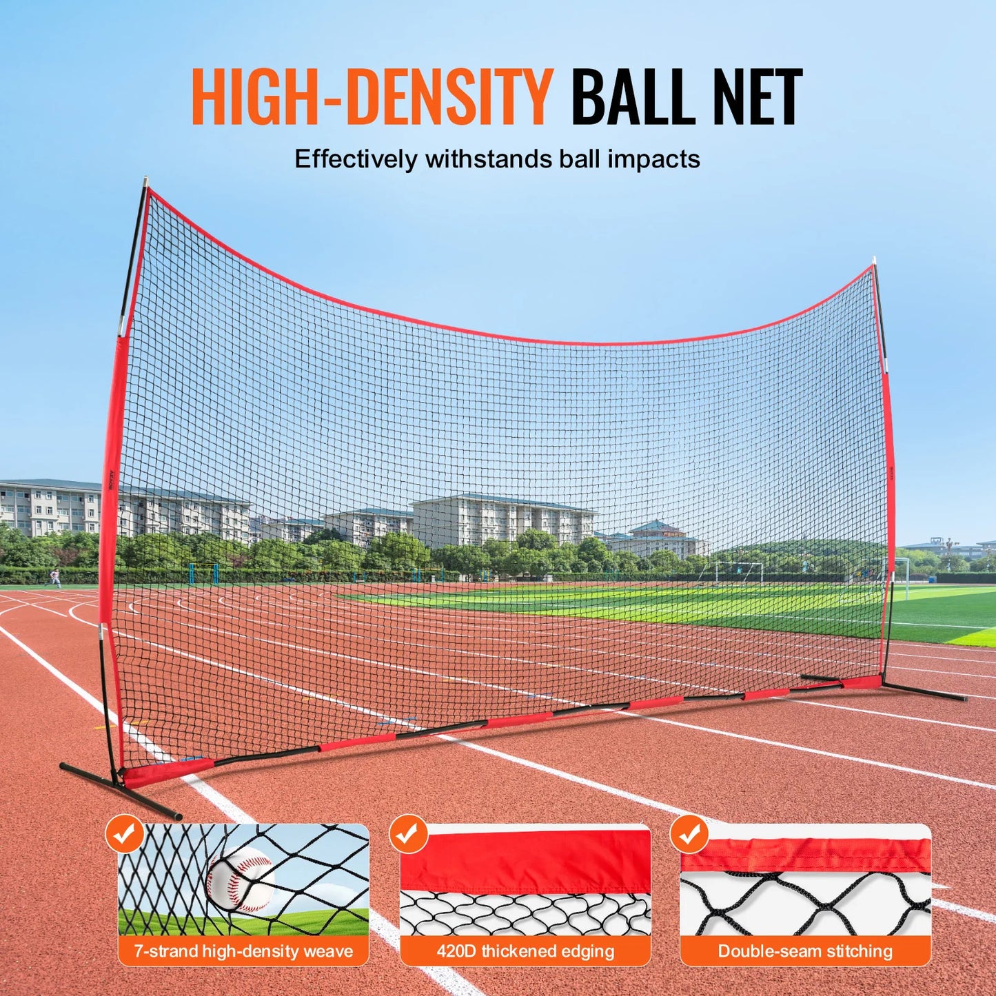 SucceBuy Barricade Backstop NetBall Sport Barrier Netting Portable Practice Equipment with Carry Bag Protect Screen for Training