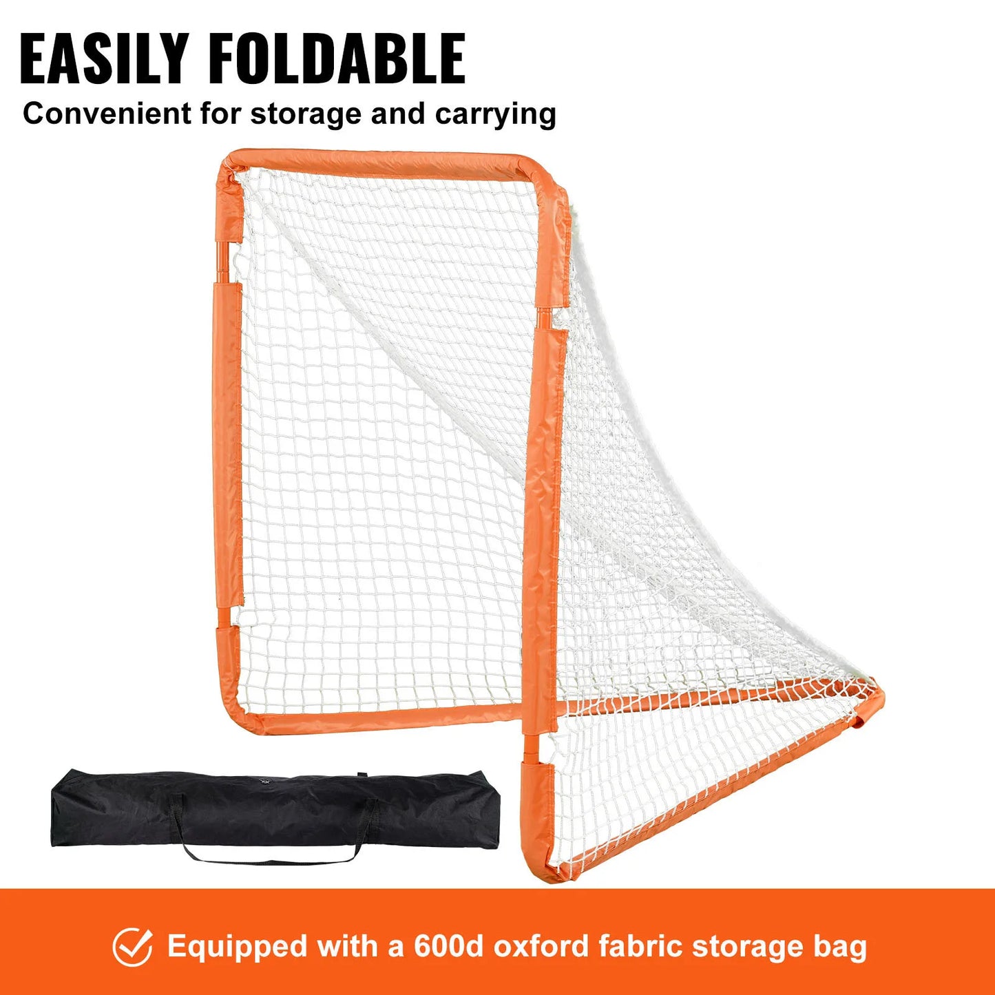 SucceBuy 4/6FT Lacrosse Goal Small Kids Folding Portable Iron Frame Backyard Training Equipment For Youth Training Orange