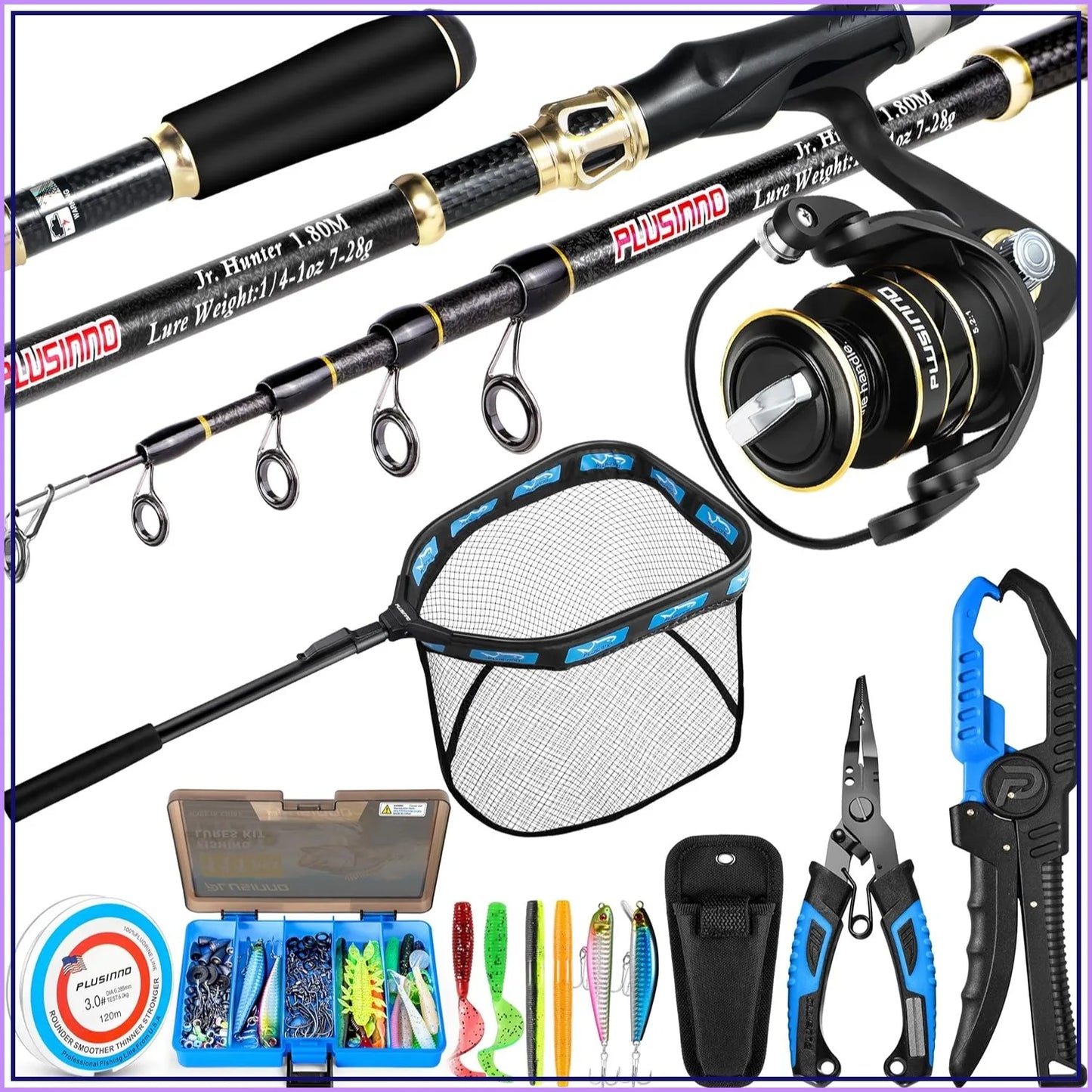 Complete Fishing Rod and Reel Combo Kit with Tackle Box and Lures, Fishing Accessories for Men