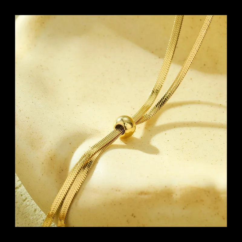 New Niche Light Luxury Style Can Be Pulled Long Necklace Fashionable Versatile High Sense Snake Bone Chain