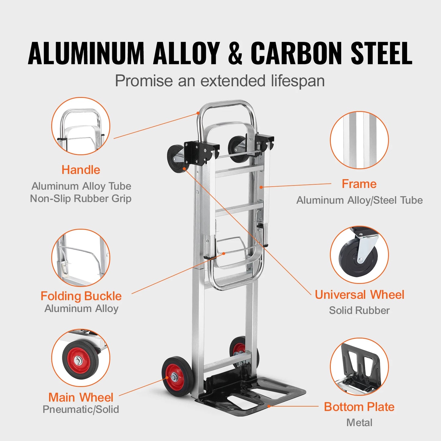 SucceBuy 400lbs Folding Hand Truck Lightweight Dolly with Wheels Foldable Luggage Utility Cart for Transport Moving in Warehouse