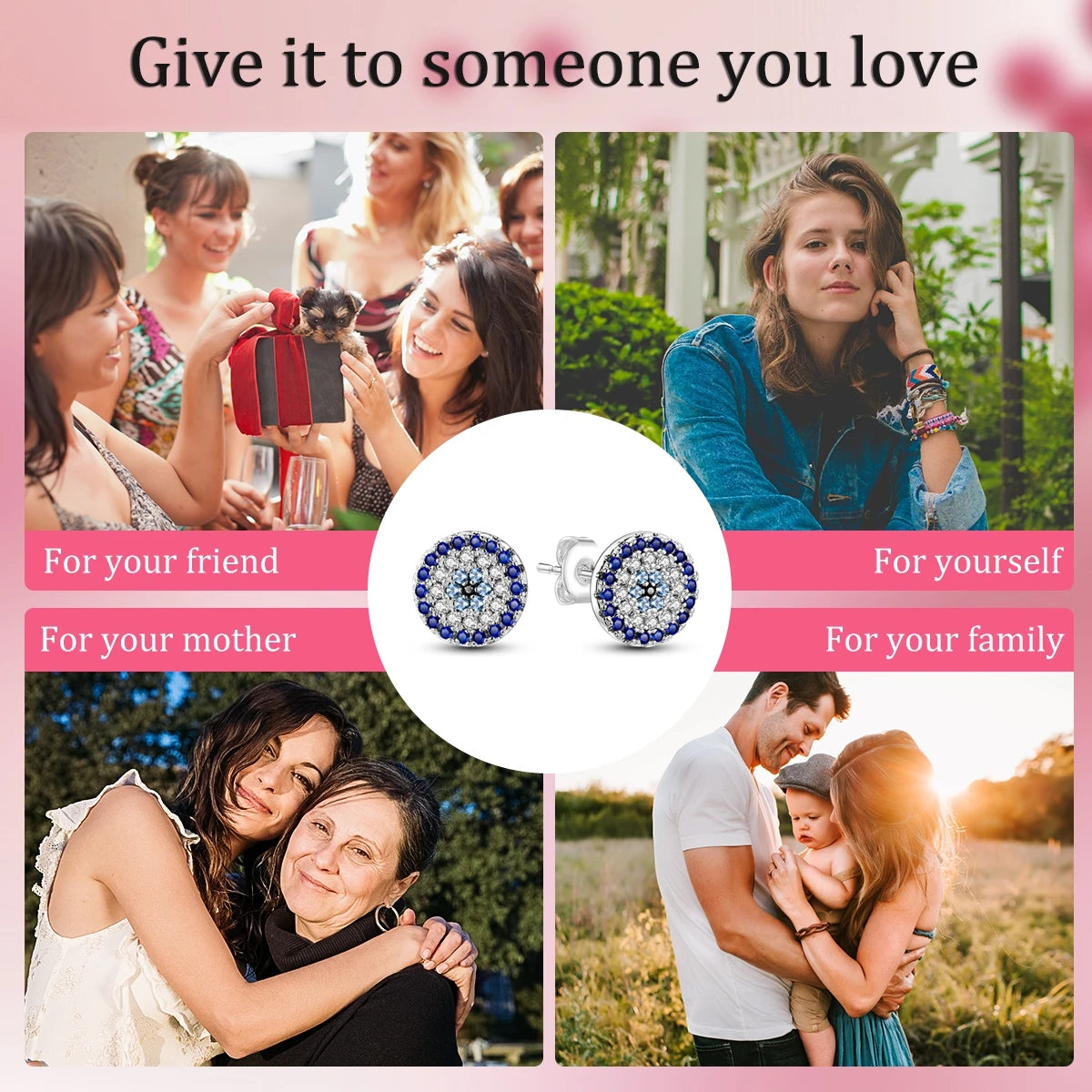 High Quality Earrings 925 Sterling Silver Blue Magic Eye Women's Fine Jewel Encrusted With Shiny Zircon Birthday Party Gifts