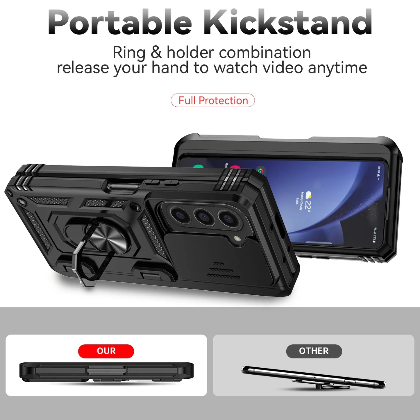 For Samsung Galaxy Z Fold 6 5 4 Phone Cases with Slide Lens Protective Cover Shockproof Camera Protector Case for Z Fold 6 5 4