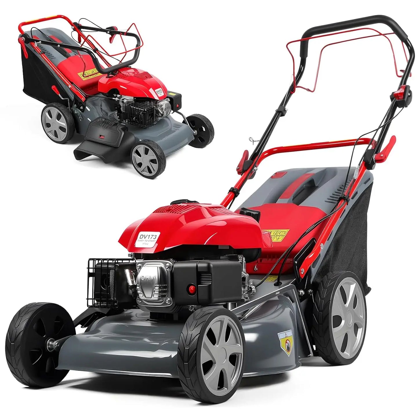 18-Inch Self-Propelled Lawn Mower, 131cc 3-in-1 Gas Lawn Mower with 50L Grass Bag, Mulch, Bag and Side-Discharge,Customized