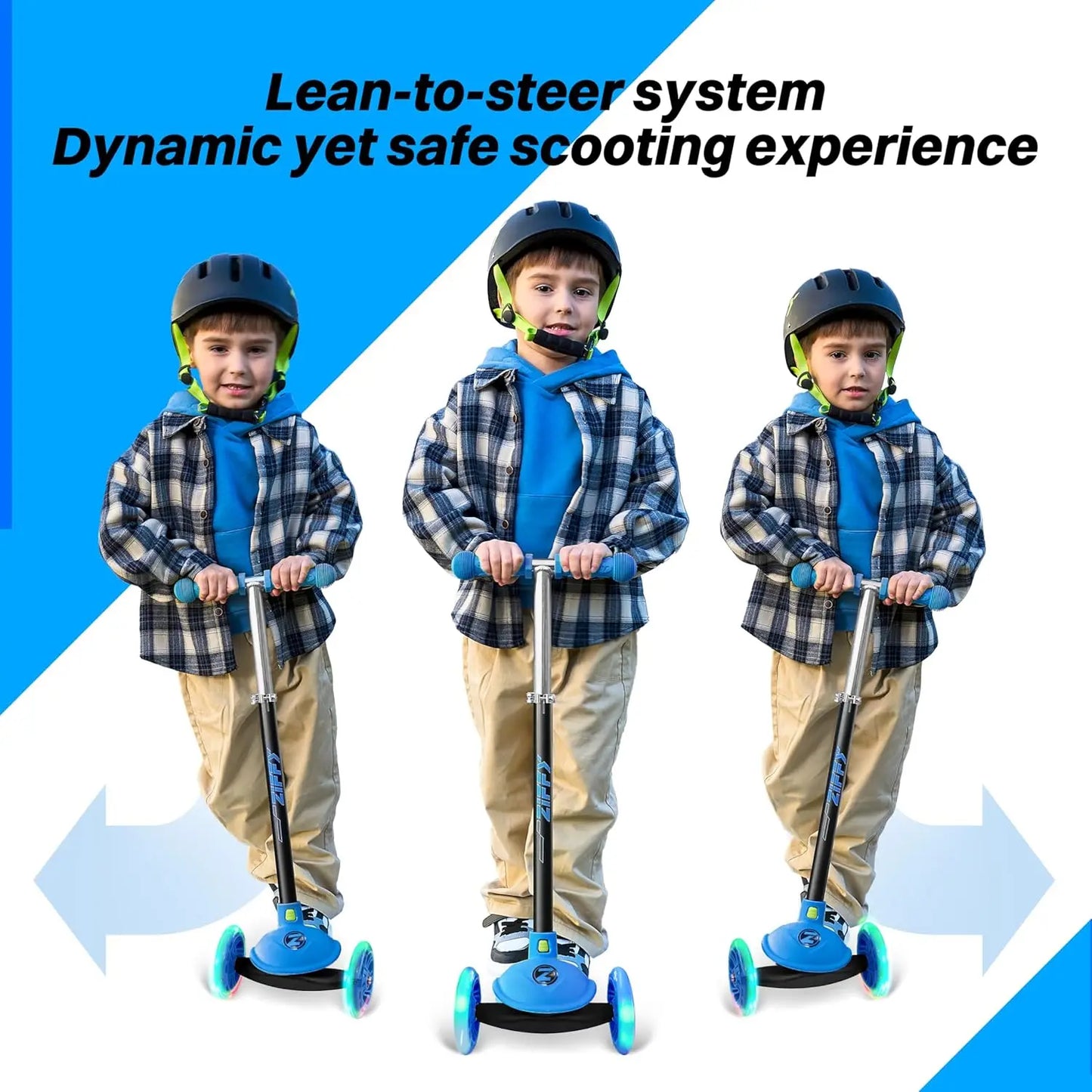 Joyfy Kids Multicolor 3 Wheel Scooter Toddler Kick Scooters with LED Light-Up Wheels for Boys and Girls Gift 5 Adjustable Height