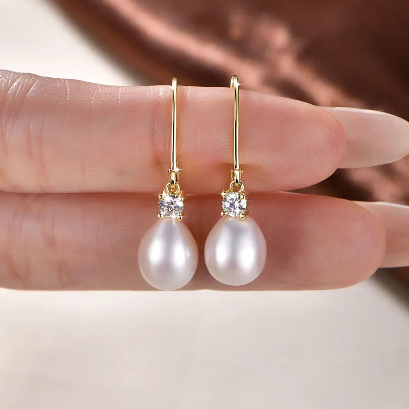 OXTAO 2026 New Pearl Stud Earrings 14K Gold Filled Vintage Style 8.5-9mm Natural Freshwater Pearl Earring For Women Jewelry Gift