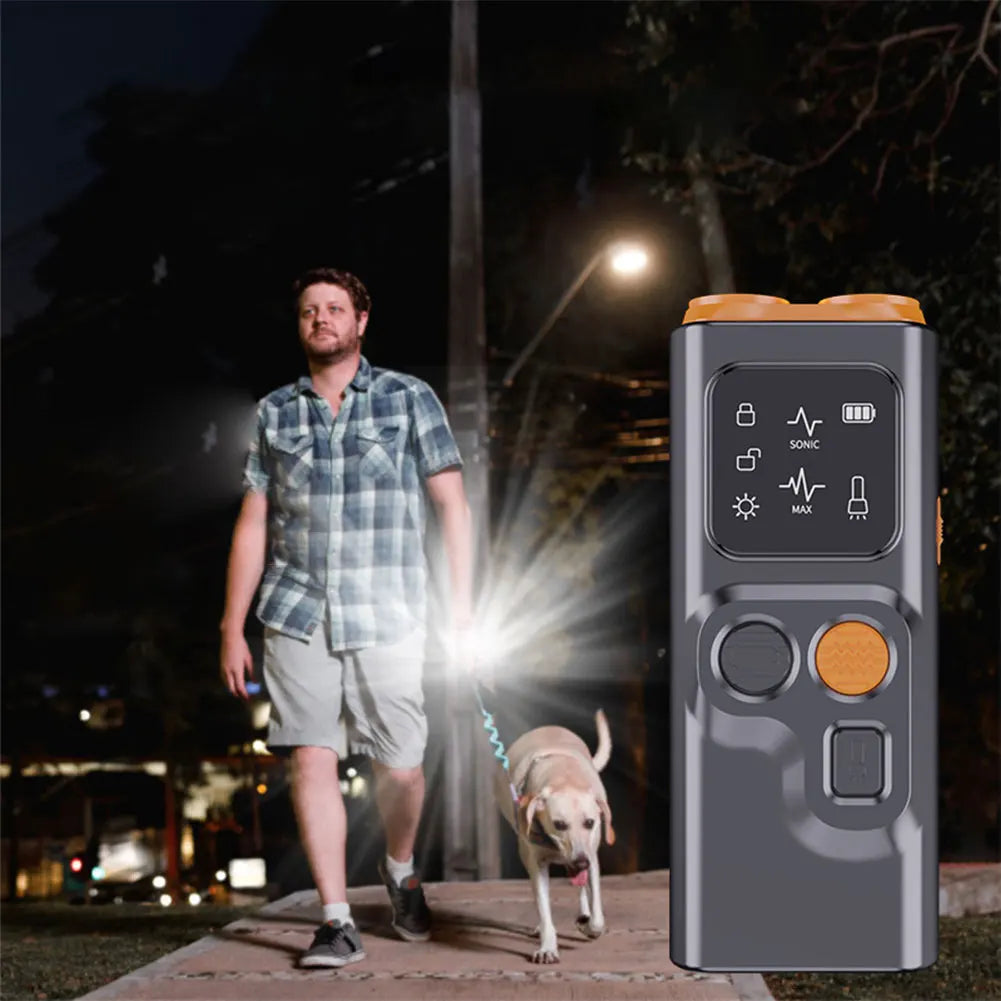 Rechargeable Sonic Dog Repeller with High-Frequency LED Flashlight Anti Dog Bark Deterrent Device Anti-Barking Device