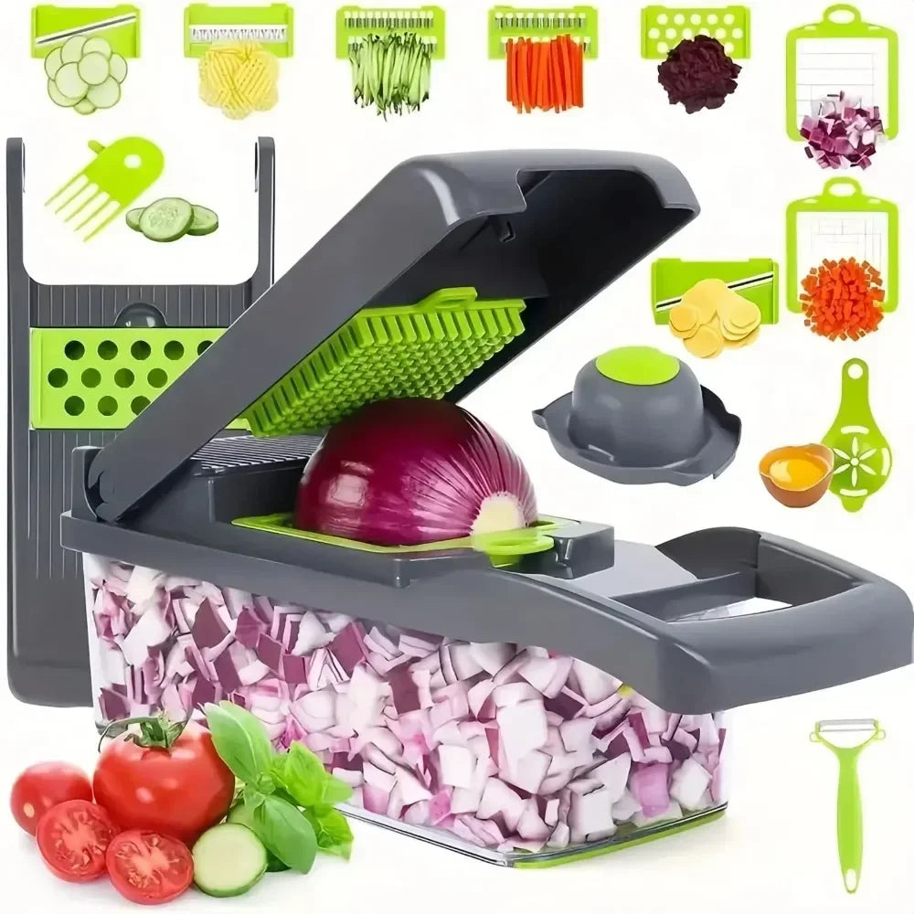 Multifunctional Vegetable Chopper - Handheld Food Slicer, Dicer & Grater for Kitchen Prep, Easy-Cut Veggie Chopper