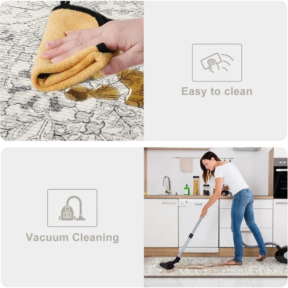 Cushioned Anti Fatigue Kitchen Mats Set of 2 Non Slip Padded Rugs for Floor Sink Laundry Office Desk
