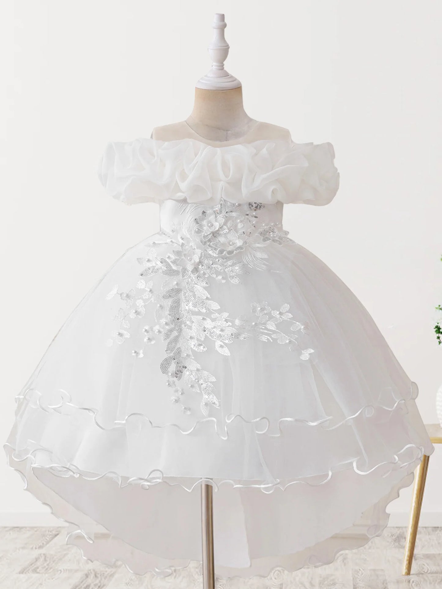 Stylish Toddler Girls Floral Print Sleeveless Ruffle Tulle Dress Perfect for Everyday Wear and Special Occasions